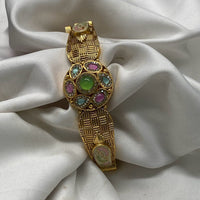 Royal Kundan Jewellery Gold Plated Pota Stone Meenakari Openbale kada