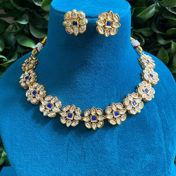 Prime Kundan Jewellery Gold Plated Polki Kundan Necklace Set