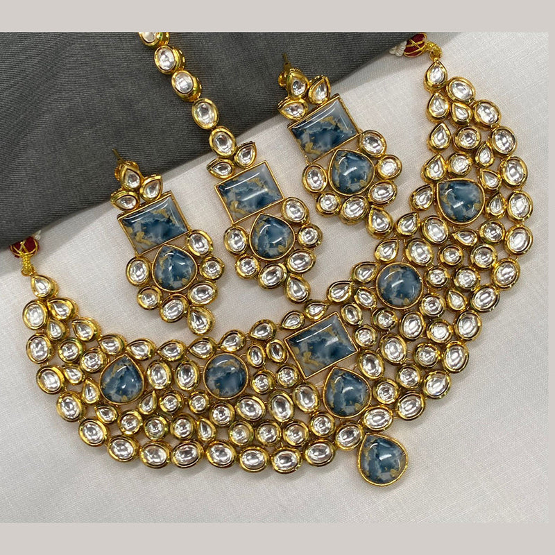 Royal Kundan Jewellery Gold Plated Polki Kundan Necklace Set