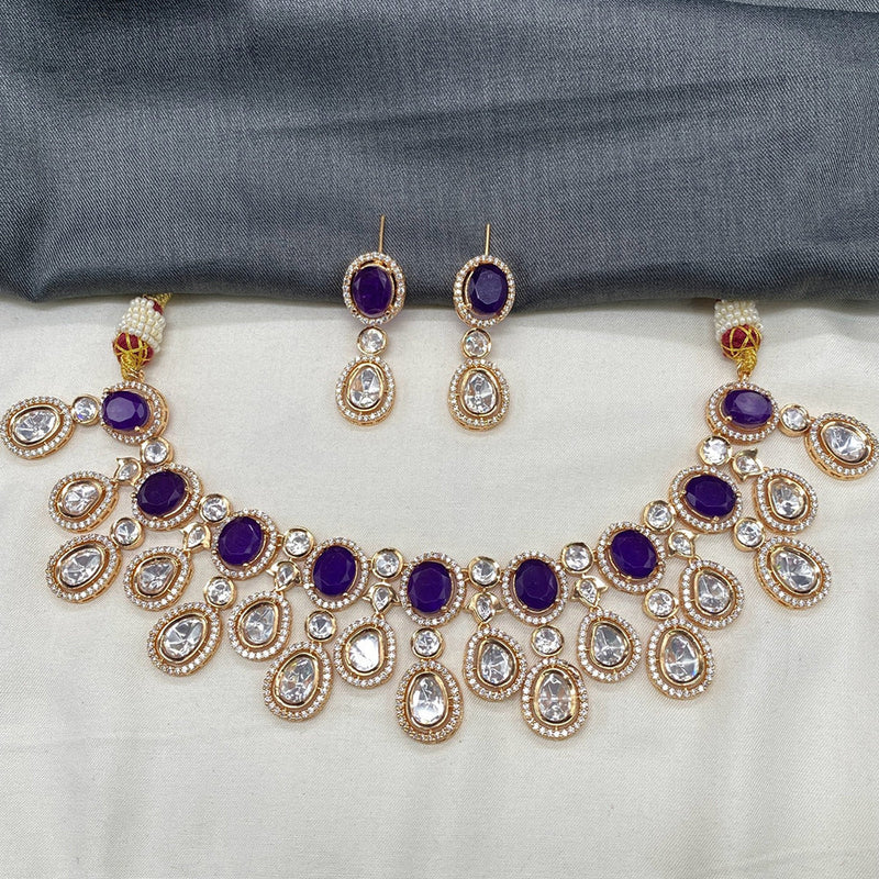 Royal Kundan Jewellery Gold Plated Polki Kundan Necklace Set