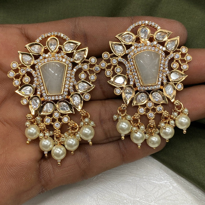 Prime Kundan Jewellery Gold Plated Kundan Pearls Dangler Earrings