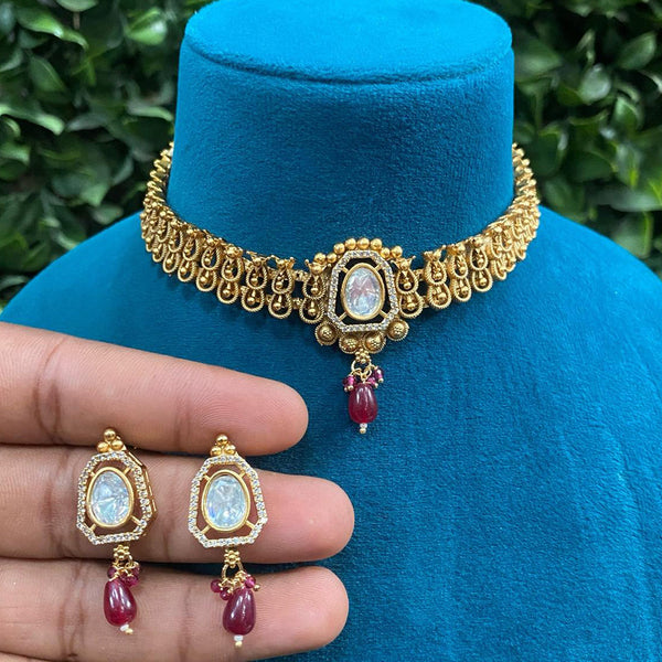 Prime Kundan Jewellery Gold Plated Polki Kundan Necklace Set