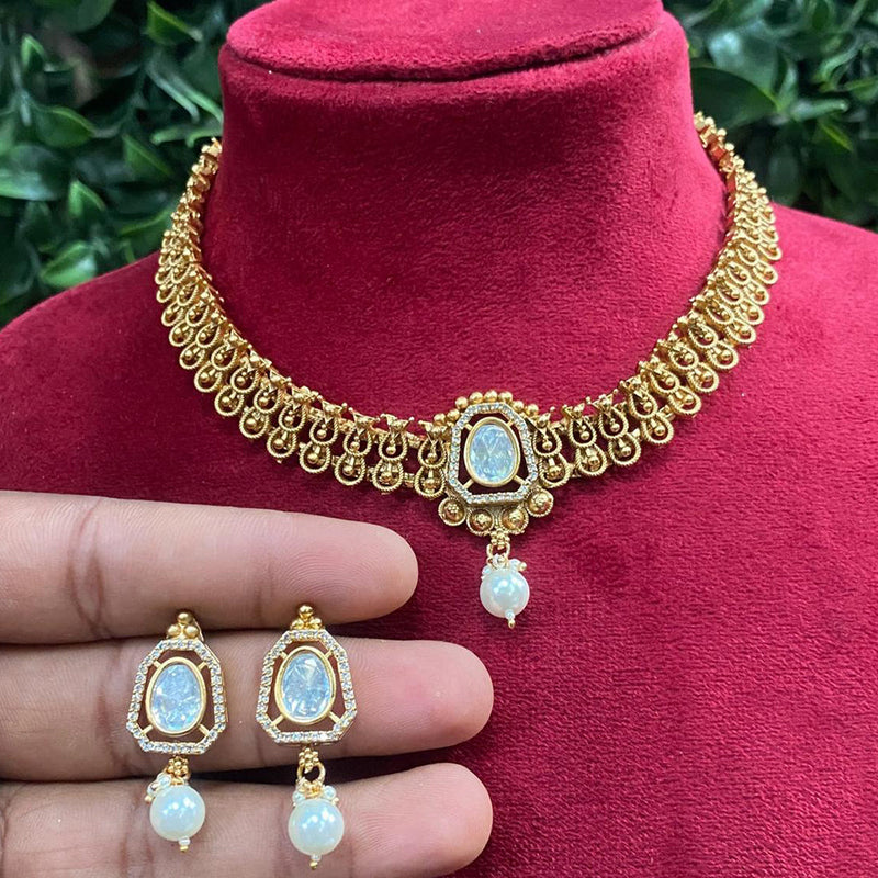 Prime Kundan Jewellery Gold Plated Polki Kundan Necklace Set