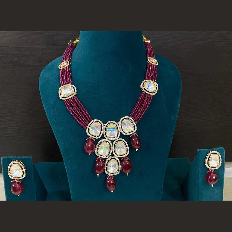 Prime Kundan Jewellery Gold Plated Polki Kundan And Beads Necklace Set