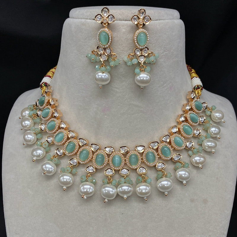 Prime Kundan Jewellery Gold Plated Polki Kundan And Beads Necklace Set