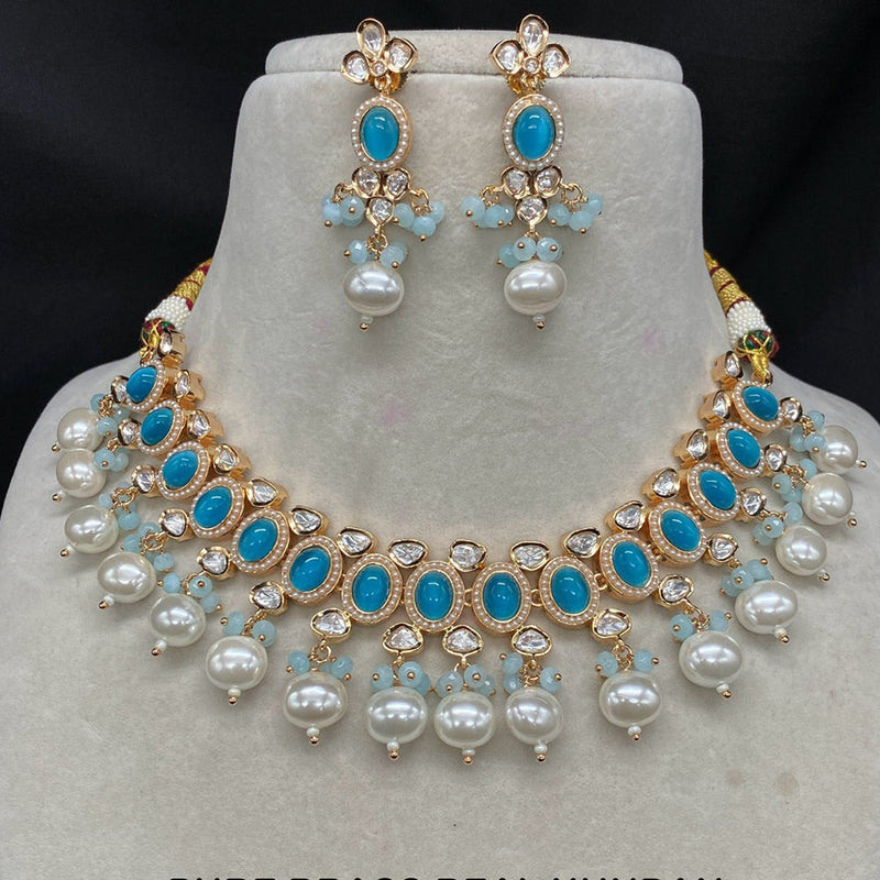 Prime Kundan Jewellery Gold Plated Polki Kundan And Beads Necklace Set