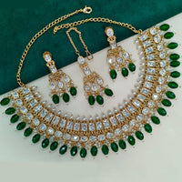 Royal Kundan Jewellery Gold Plated Polki Kundan And Beads Necklace Set
