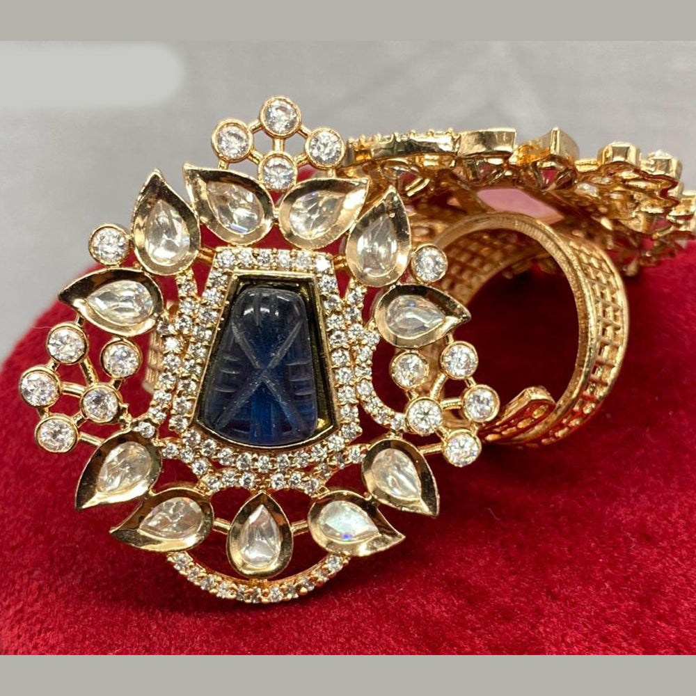 Royal Kundan Jewellery Gold Plated Polki Kundan Adjustable Rings
