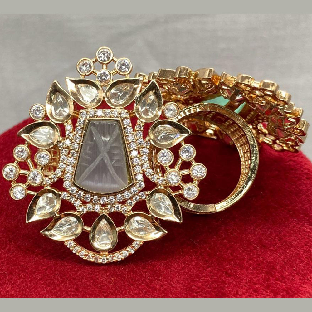 Royal Kundan Jewellery Gold Plated Polki Kundan Adjustable Rings