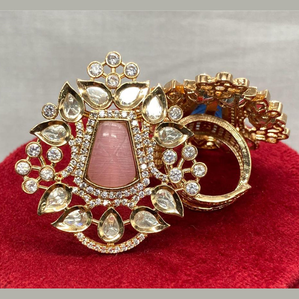 Royal Kundan Jewellery Gold Plated Polki Kundan Adjustable Rings