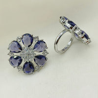Royal Kundan Jewellery Silver Plated Crystal Stone Finger Ring