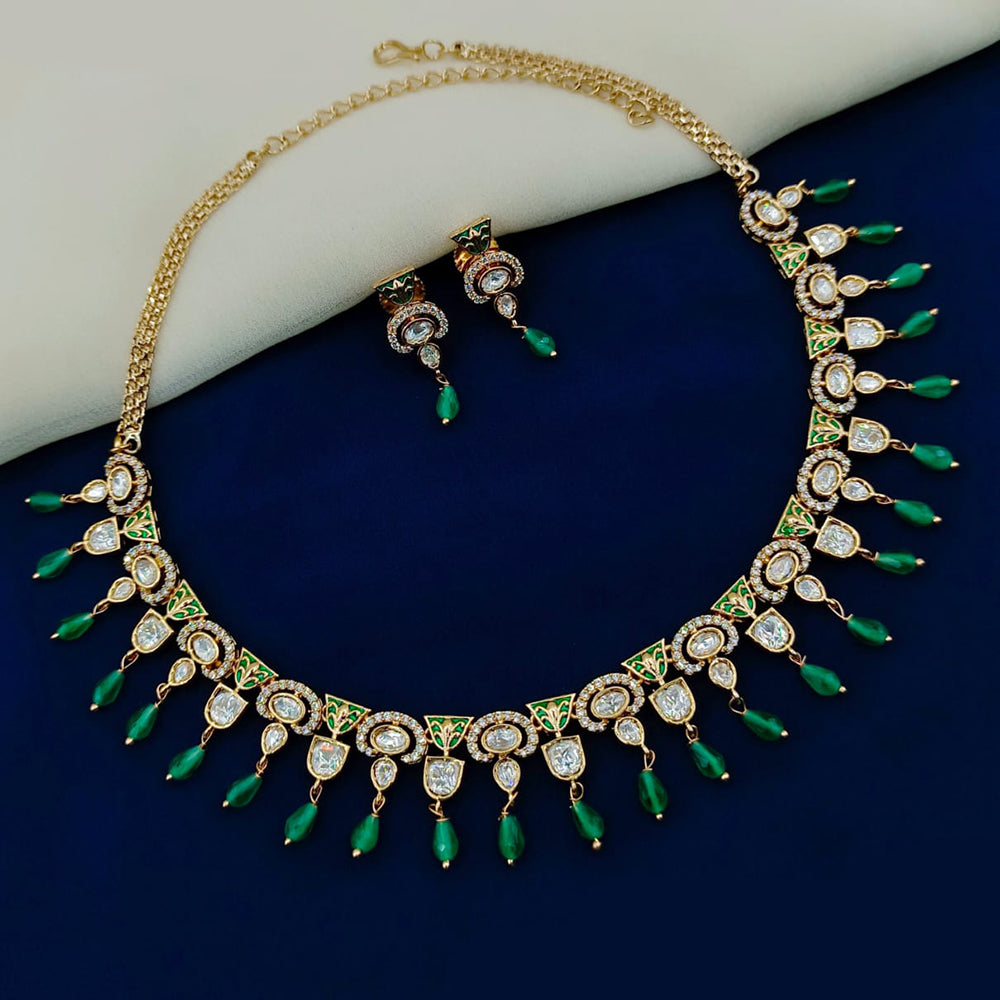 Royal Kundan Jewellery Gold Plated Polki Kundan And Beads Necklace Set