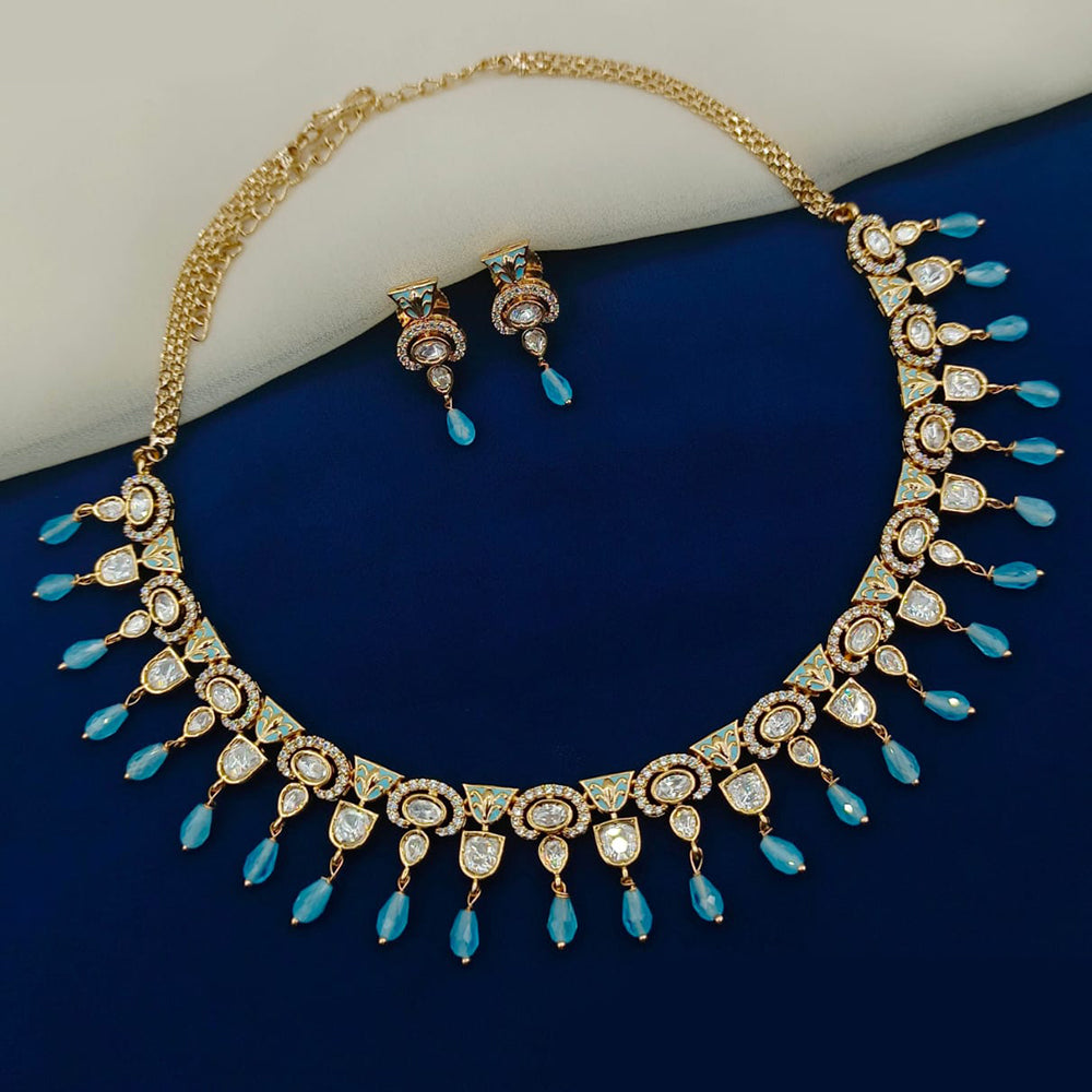 Royal Kundan Jewellery Gold Plated Polki Kundan And Beads Necklace Set