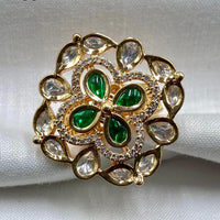 Royal Kundan Jewellery Gold Plated Crystal Stone Finger Ring