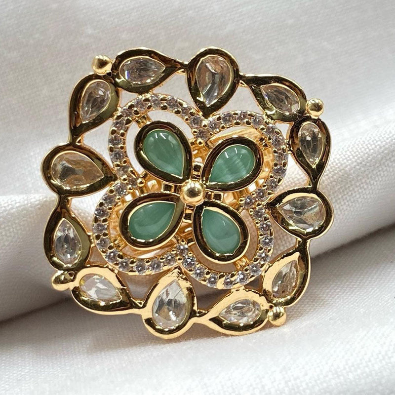 Prime Kundan Jewellery Gold Plated Crystal Stone Finger Ring