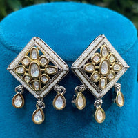 Royal Kundan Jewellery Gold Plated Crystal Stone And Pearls Dangler Earrings