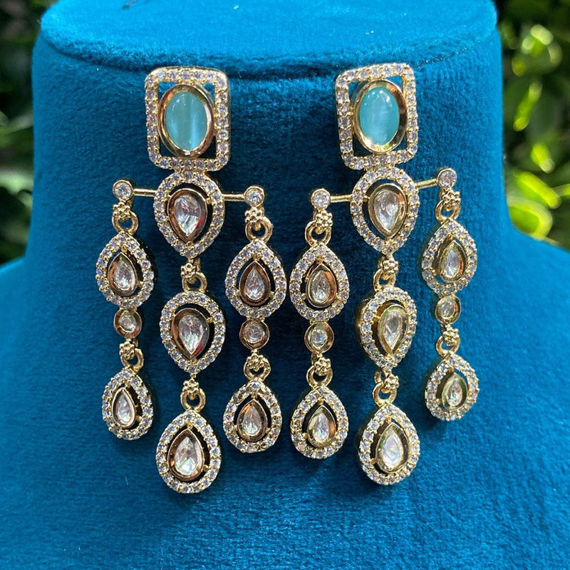 Prime Kundan Jewellery Gold Plated Crystal Stone Dangler Earrings