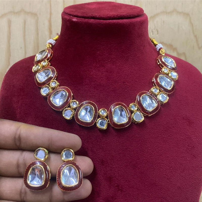 Prime Kundan Jewellery Gold Plated Crystal Stone Necklace Set