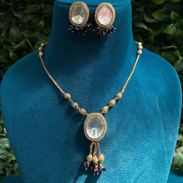 Prime Kundan Jewellery Gold Plated Crystal Stone Necklace Set