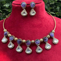 Royal Kundan Jewellery Gold Plated Crystal Stone Necklace Set