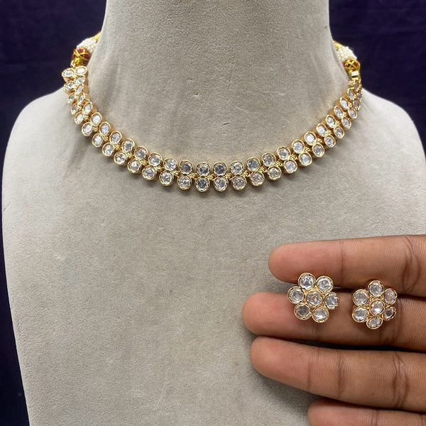 Prime Kundan Jewellery Gold Plated Polki Kundan Necklace Set