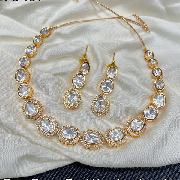 Prime Kundan Jewellery Gold Plated Polki Kundan Necklace Set