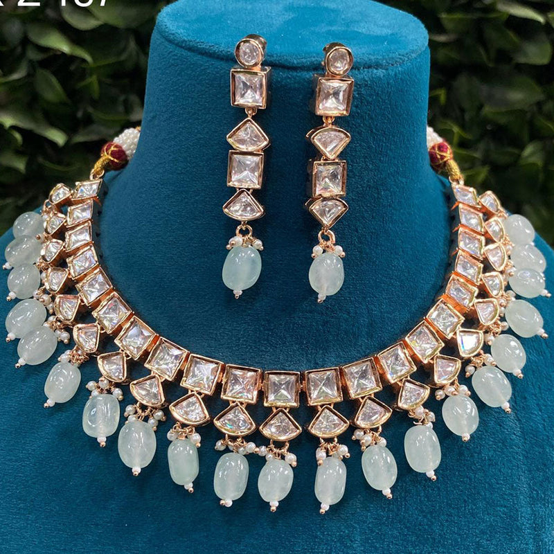 Prime Kundan Jewellery Gold Plated Polki Kundan And Beads Necklace Set