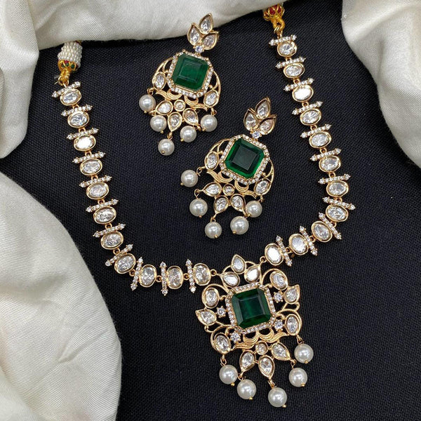 Prime Kundan Jewellery Gold Plated Polki Kundan  Necklace Set