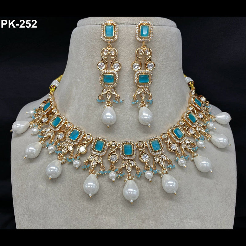 Prime Kundan Jewellery Gold Plated Polki Kundan And Pearls Necklace Set