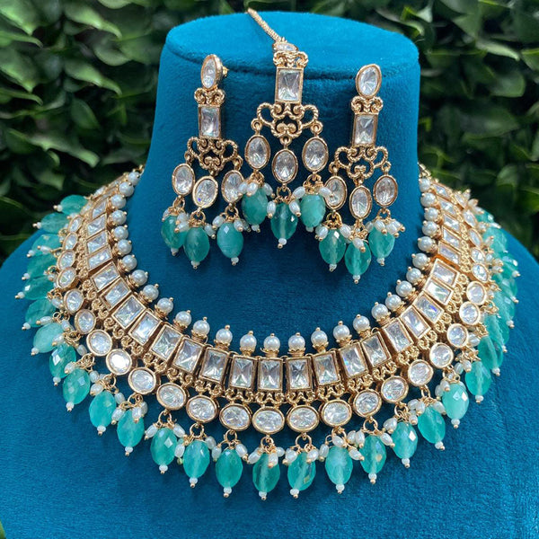 Prime Kundan Jewellery Gold Plated Polki Kundan And Pearls Necklace Set