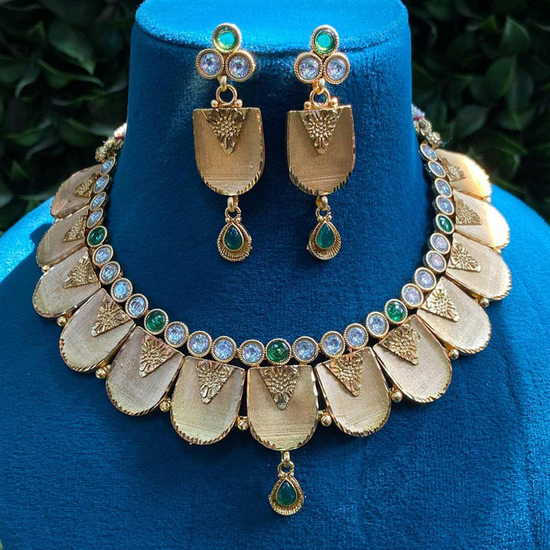 Prime Kundan Jewellery Gold Plated Crystal Stone Necklace Set