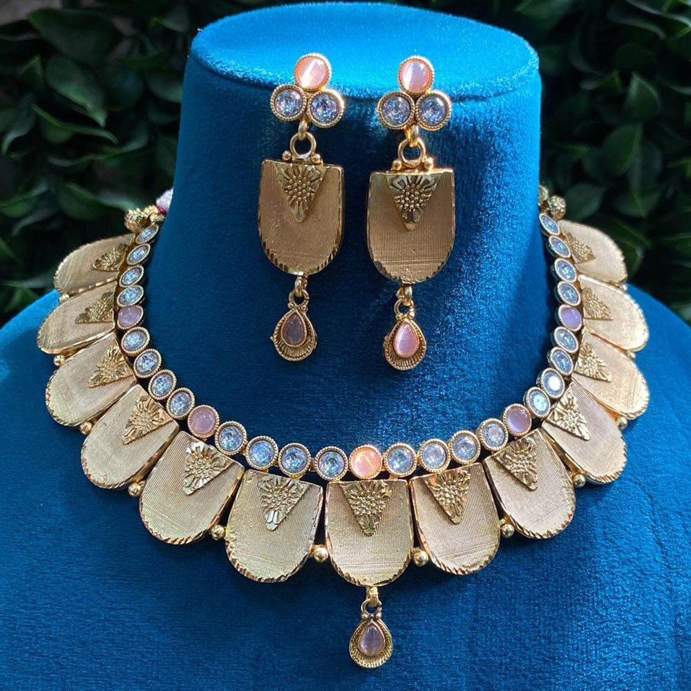 Royal Kundan Jewellery Gold Plated Crystal Stone Necklace Set