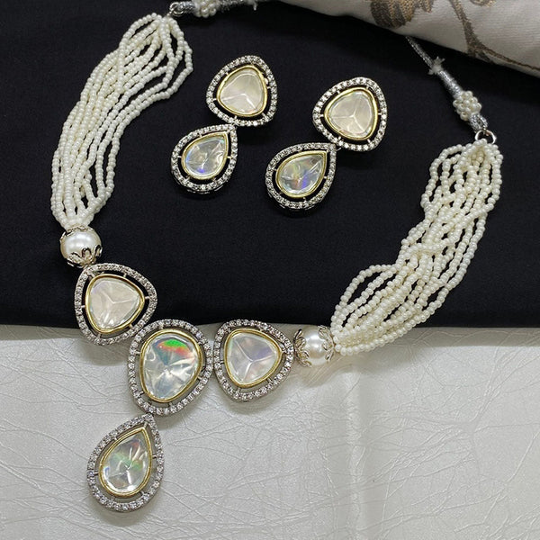 Prime Kundan Jewellery Gold Plated Crystal Stone And Pearls Choker Necklace Set