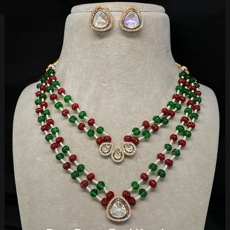 Prime Kundan Jewellery Gold Plated Beads Necklace Set