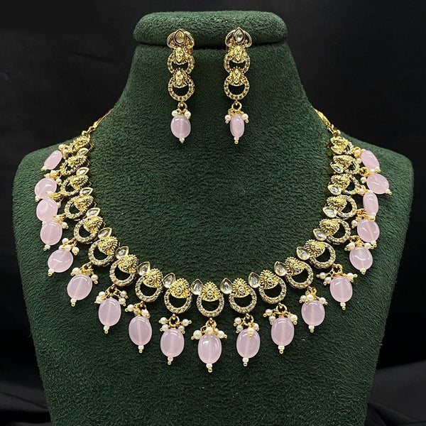 Prime Kundan Jewellery Gold Plated Austrain Stone And Beads Necklace Set