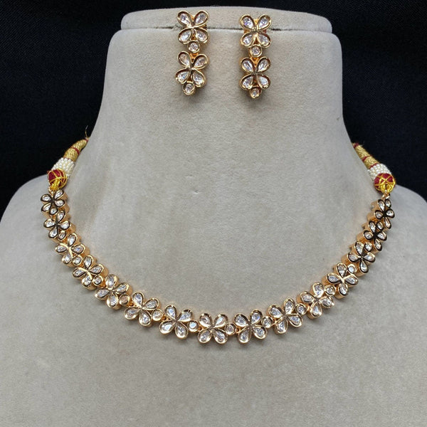 Prime Kundan Jewellery Gold Plated Polki Kundan Necklace Set