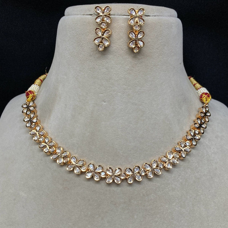 Prime Kundan Jewellery Gold Plated Polki Kundan Necklace Set