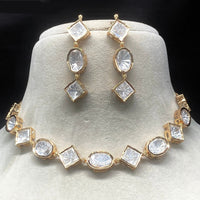 Royal Kundan Jewellery Gold Plated Polki Kundan Necklace Set