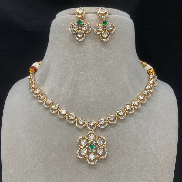 Prime Kundan Jewellery Gold Plated Polki Kundan Necklace Set