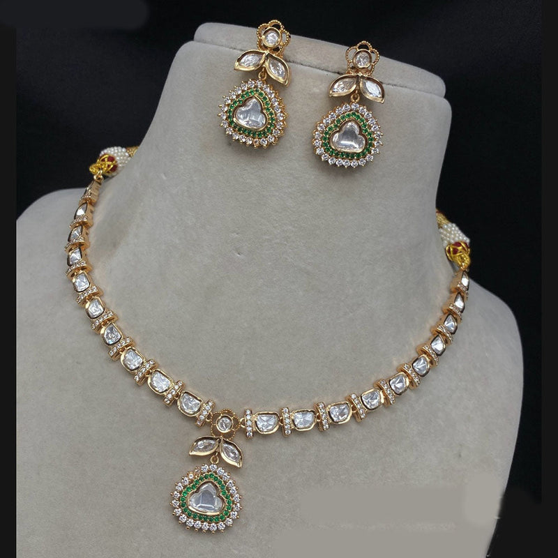 Prime Kundan Jewellery Gold Plated Polki Kundan Necklace Set