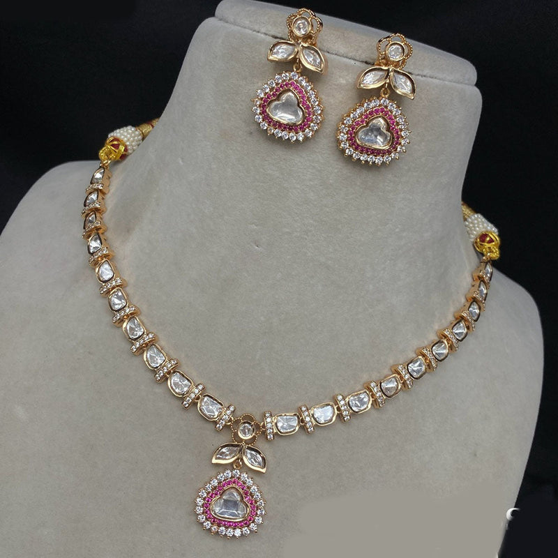 Prime Kundan Jewellery Gold Plated Polki Kundan Necklace Set