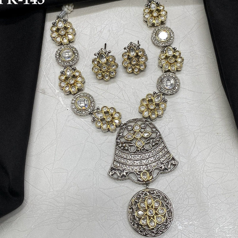 Prime Kundan Jewellery 2 Tone Plated Polki Kundan Necklace Set