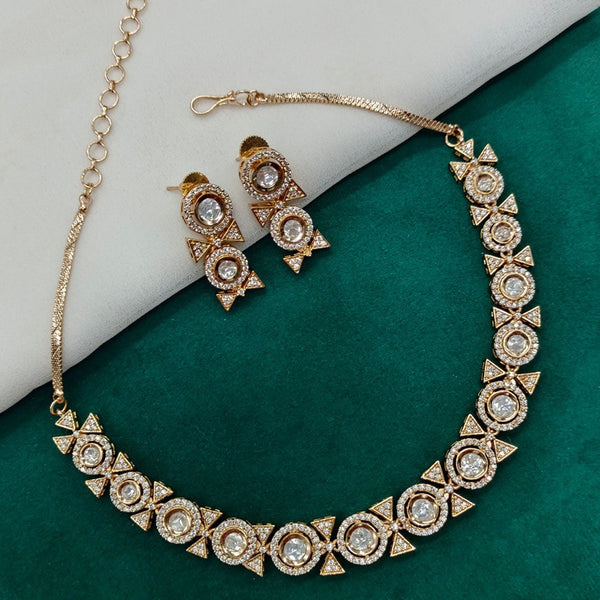 Prime Kundan Jewellery Gold Plated Austrain Stone Necklace Set