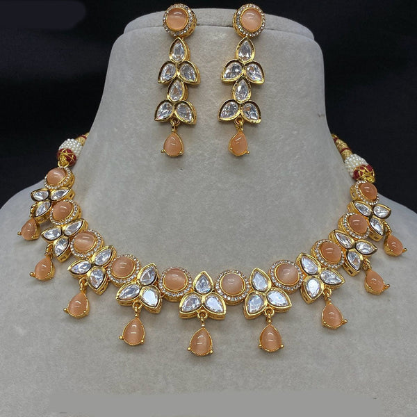 Prime Kundan Jewellery Gold Plated Polki Kundan Necklace Set