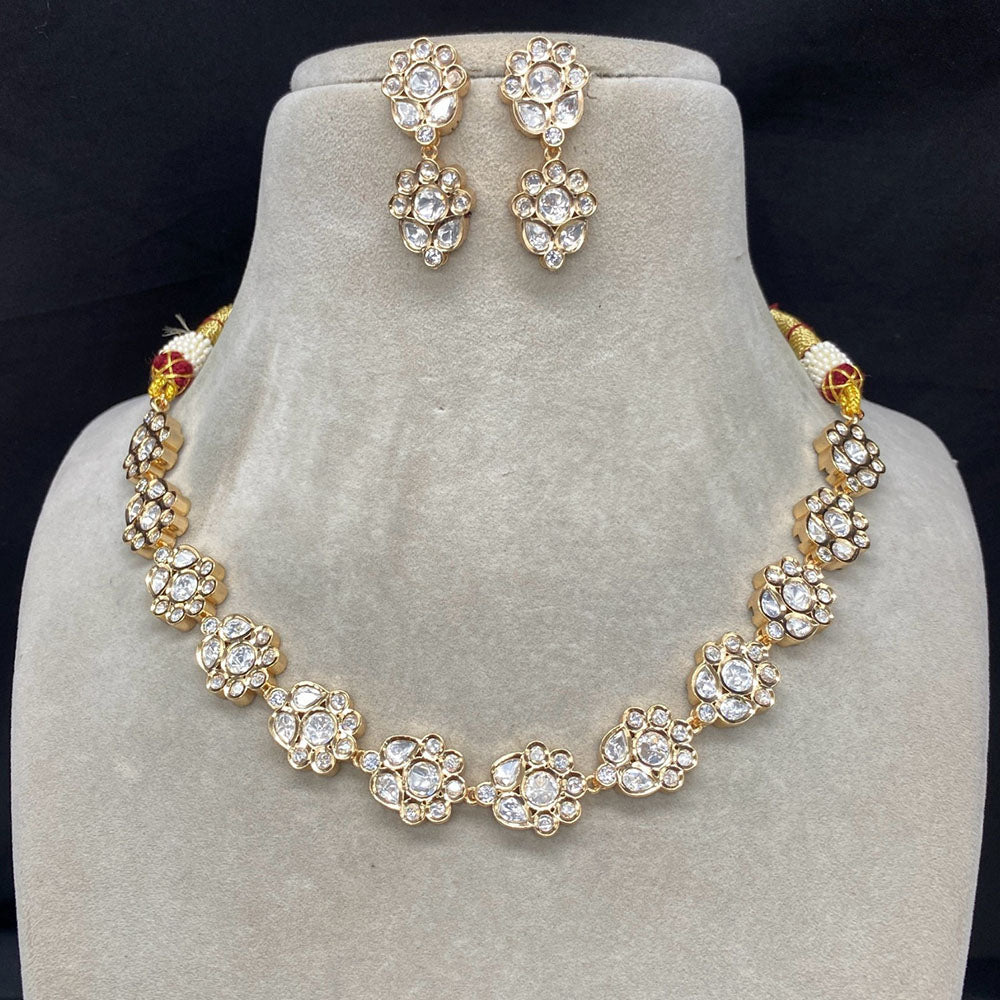 Royal Kundan Jewellery Gold Plated Polki Kundan Necklace Set