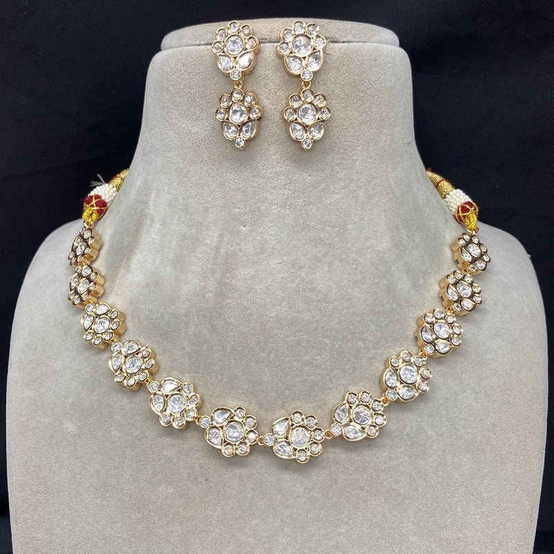 Prime Kundan Jewellery Gold Plated Polki Kundan Necklace Set