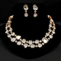 Royal Kundan Jewellery Gold Plated Polki Kundan Necklace Set