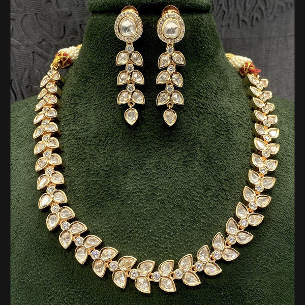 Prime Kundan Jewellery Gold Plated Polki Kundan Necklace Set