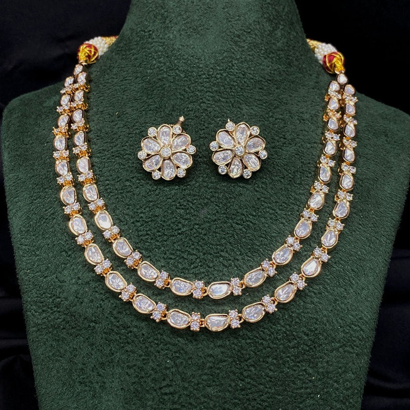 Prime Kundan Jewellery Gold Plated Polki Kundan Necklace Set