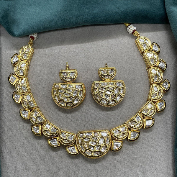 Prime Kundan Jewellery Gold Plated Polki Kundan Necklace Set